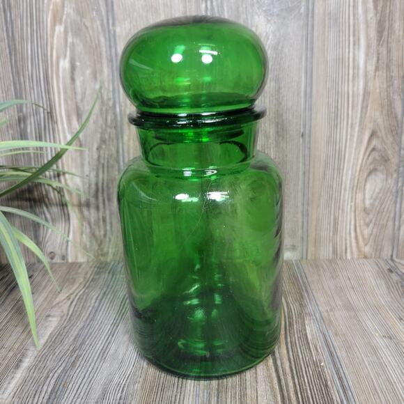 Vintage Green Bubble Glass Apothecary Jar - Picture 2 of 7